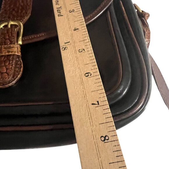 Vintage Brahmin Croc Embossed Leather Crossbody Bag Black‎ & Brown - Picture 10 of 13